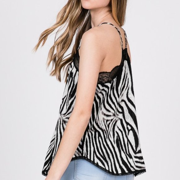 Lace Trimmed Zebra Cami NWT - Picture 13 of 13